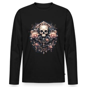 Crâne Crâne Crânes Crâne Squelette - T-shirt manches longues Premium bio Homme - noir - Devant - Nico (187cm)