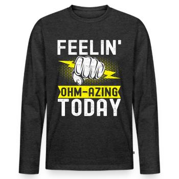 Electrician Electronics Technician - Men's Premium Organic Long Sleeve Shirt - heather anthracite - Front - Nico (187cm)