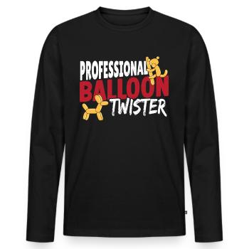Professional Balloon Twister Balloon Twisting - Men's Premium Organic Long Sleeve Shirt - black - Front - Nico (187cm)