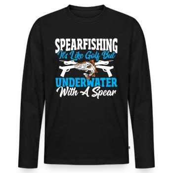 Speerfischen Es ist wie Golf, aber unter Wasser - Männer Premium Bio Langarmshirt - Schwarz - Vorne - Nico (187cm)
