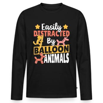 Leicht ablenkbar durch Ballontiere Ballon Twister - Männer Premium Bio Langarmshirt - Schwarz - Vorne - Nico (187cm)