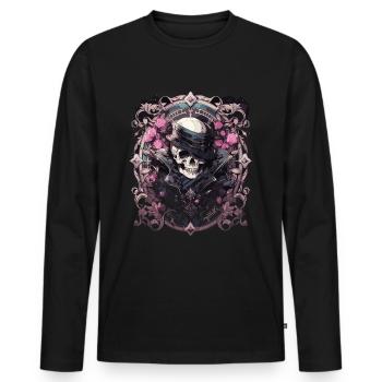 Crâne Crâne Crânes Crâne Squelette - T-shirt manches longues Premium bio Homme - noir - Devant - Nico (187cm)