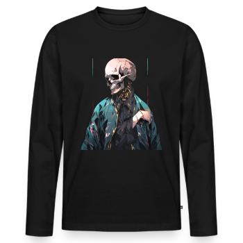 Crâne Crâne Crânes Crâne Squelette - T-shirt manches longues Premium bio Homme - noir - Devant - Nico (187cm)