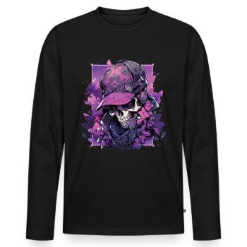 Crâne Crâne Crânes Crâne Squelette - T-shirt manches longues Premium bio Homme - noir - Devant - Nico (187cm)