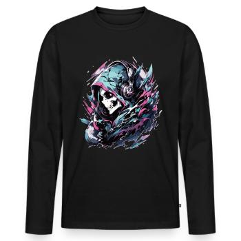 Crâne Crâne Crânes Crâne Squelette - T-shirt manches longues Premium bio Homme - noir - Devant - Nico (187cm)
