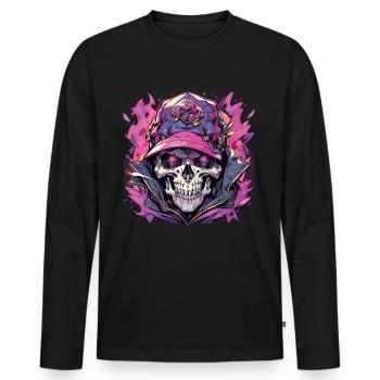 Crâne Crâne Crânes Crâne Squelette - T-shirt manches longues Premium bio Homme - noir - Devant - Nico (187cm)
