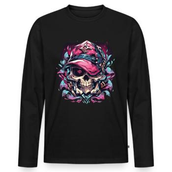Crâne Crâne Crânes Crâne Squelette - T-shirt manches longues Premium bio Homme - noir - Devant - Nico (187cm)