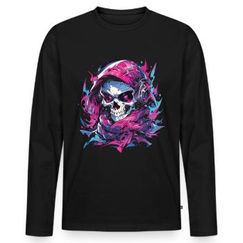 Crâne Crâne Crânes Crâne Squelette - T-shirt manches longues Premium bio Homme - noir - Devant - Nico (187cm)