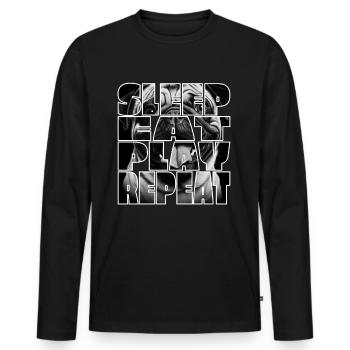 Lustiger und süßer Mopshund - Männer Premium Bio Langarmshirt - Schwarz - Vorne - Nico (187cm)