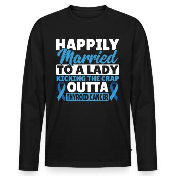 Kicking The Crap Outta Thyroid Cancer Awareness - Men's Premium Organic Long Sleeve Shirt - black - Front - Nico (187cm)