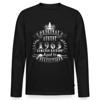 August 1963 Anniversary August 1963 August - Men's Premium Organic Long Sleeve Shirt - black - Front - Nico (187cm)
