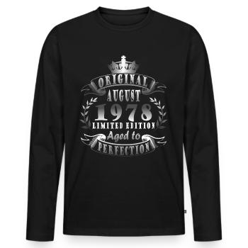 August 1978 Anniversary August 1978 August - Men's Premium Organic Long Sleeve Shirt - black - Front - Nico (187cm)