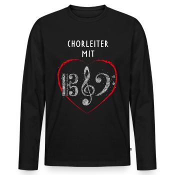Chorleiter mit Herz Chor Notenschlüssel Musiker - Männer Premium Bio Langarmshirt - Schwarz - Vorne - Nico (187cm)