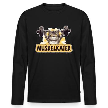 Fitness Fitnesstrainer Bodybuilder Muskelkater Gym - Männer Premium Bio Langarmshirt - Schwarz - Vorne - Nico (187cm)