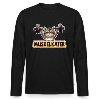 Fitness Fitnesstrainer Bodybuilder Muskelkater Gym - Männer Premium Bio Langarmshirt - Schwarz - Vorne - Nico (187cm)