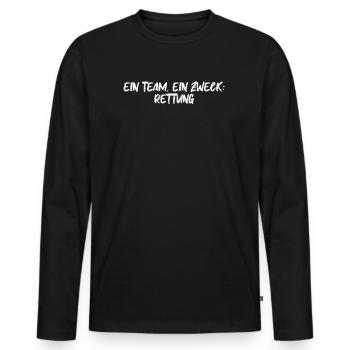 Feuerwehr - Ein Team. Ein Zweck: Rettung - Männer Premium Bio Langarmshirt - Schwarz - Vorne - Nico (187cm)