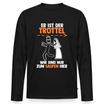 Bräutigam Hochzeit Heiraten Junggesellenabschied - Männer Premium Bio Langarmshirt - Schwarz - Vorne - Nico (187cm)
