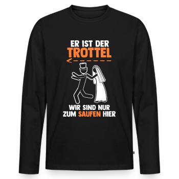 Bräutigam Hochzeit Heiraten Junggesellenabschied - Männer Premium Bio Langarmshirt - Schwarz - Vorne - Nico (187cm)