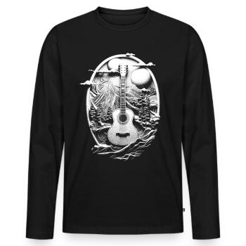 Guitare acoustique Paysage Instrument Cadeau - T-shirt manches longues Premium bio Homme - noir - Devant - Nico (187cm)