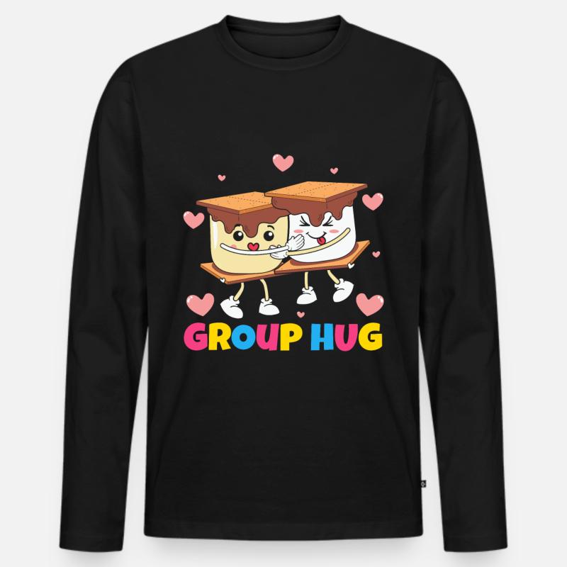 Group Hug - Männer Premium Bio Langarmshirt - Schwarz