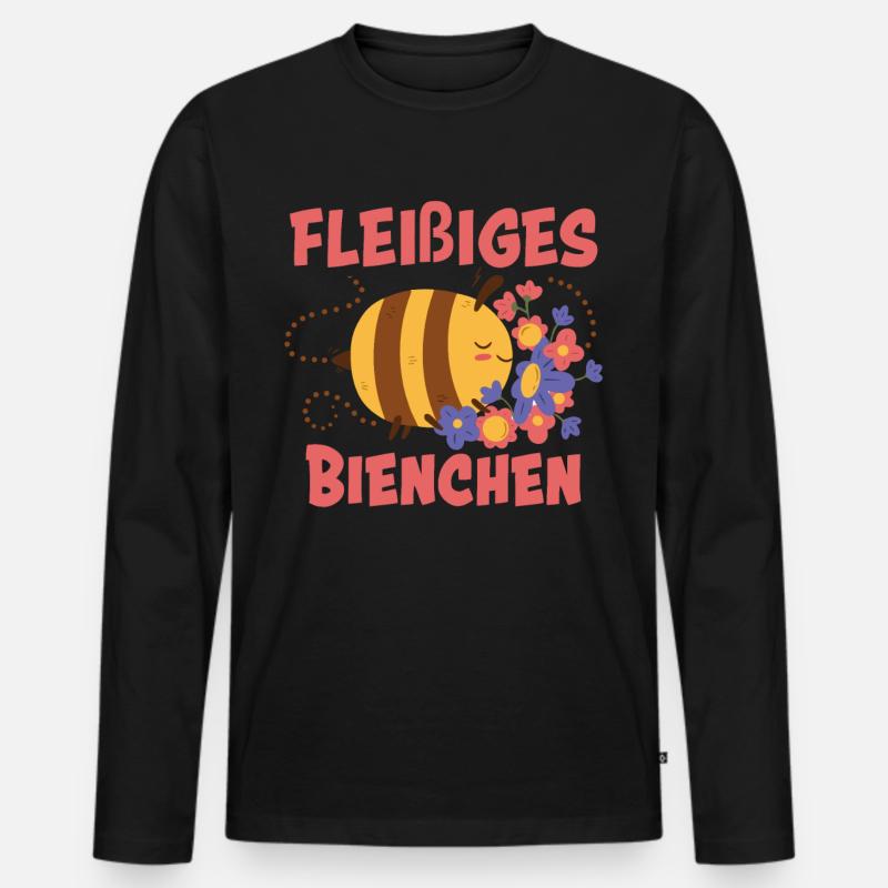 Fleißiges Bienchen - Männer Premium Bio Langarmshirt - Schwarz