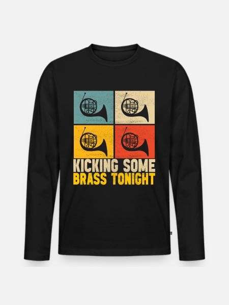 Horn Brass Instrument - Men's Premium Organic Long Sleeve Shirt - black