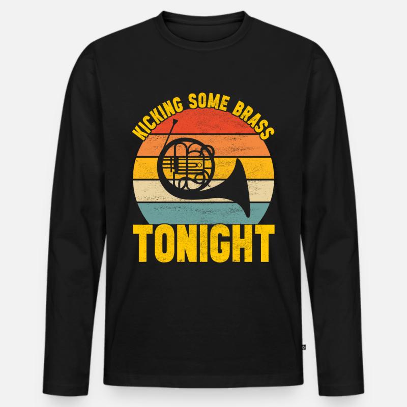Horn Blechblasinstrument - Männer Premium Bio Langarmshirt - Schwarz