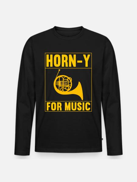 Horn Blechblasinstrument - Männer Premium Bio Langarmshirt - Schwarz