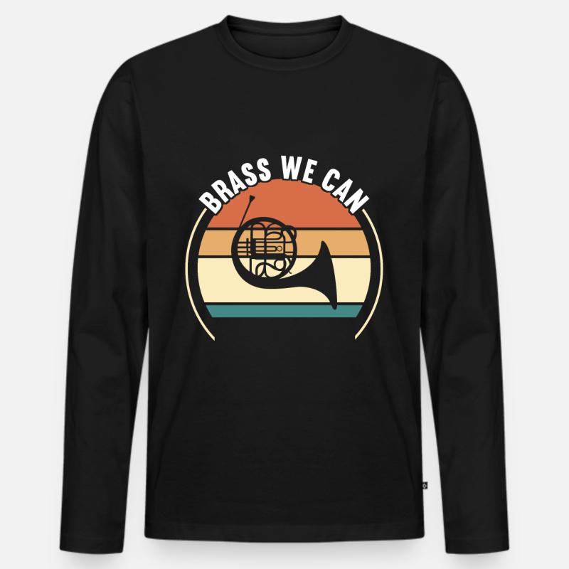 Horn Blechblasinstrument - Männer Premium Bio Langarmshirt - Schwarz
