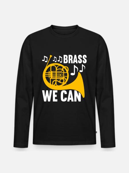 Horn Blechblasinstrument - Männer Premium Bio Langarmshirt - Schwarz