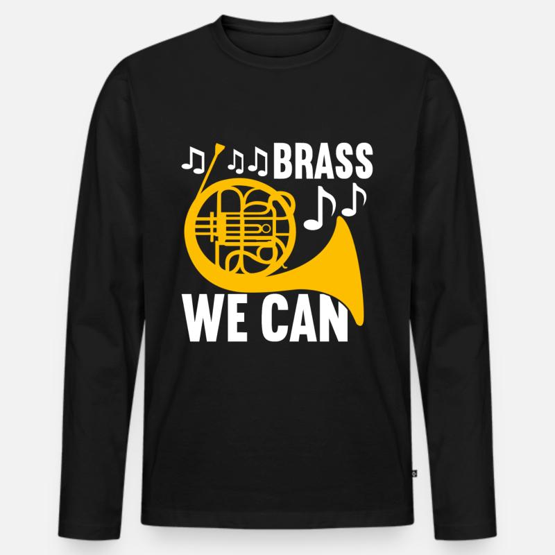 Horn Blechblasinstrument - Männer Premium Bio Langarmshirt - Schwarz