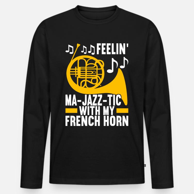 Horn Blechblasinstrument - Männer Premium Bio Langarmshirt - Schwarz