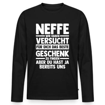 Neffe - Männer Premium Bio Langarmshirt - Schwarz - Vorne - Nico (187cm)