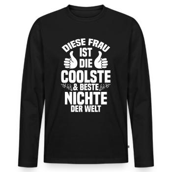 Nichte - Männer Premium Bio Langarmshirt - Schwarz - Vorne - Nico (187cm)