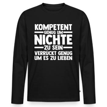 Nichte - Männer Premium Bio Langarmshirt - Schwarz - Vorne - Nico (187cm)