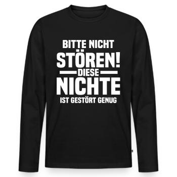 Nichte - Männer Premium Bio Langarmshirt - Schwarz - Vorne - Nico (187cm)