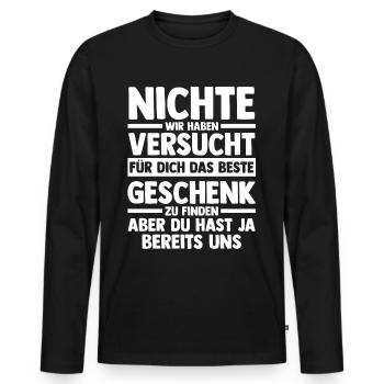 Nichte - Männer Premium Bio Langarmshirt - Schwarz - Vorne - Nico (187cm)