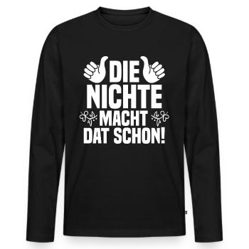 Nichte - Männer Premium Bio Langarmshirt - Schwarz - Vorne - Nico (187cm)