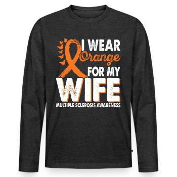 Portez de l’orange pour prendre conscience de plusieurs - T-shirt manches longues Premium bio Homme - anthracite chiné - Devant - Nico (187cm)