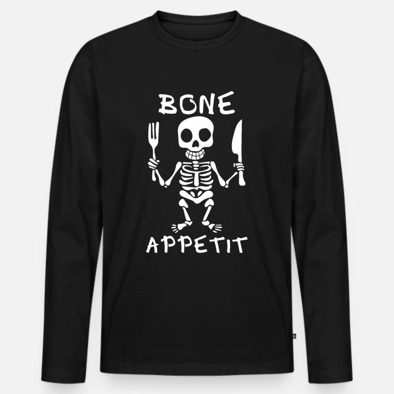 Bone Appetit - Männer Premium Bio Langarmshirt - Schwarz