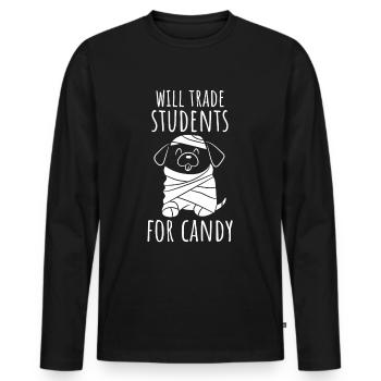 Échangera des étudiants contre des bonbons - T-shirt manches longues Premium bio Homme - noir - Devant - Nico (187cm)