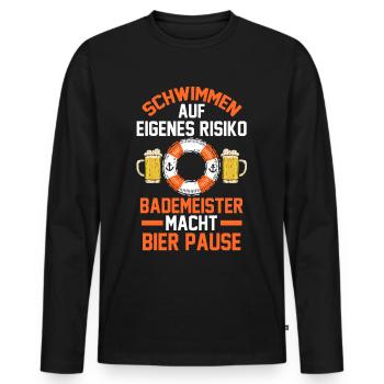 Rettungsschwimmer Bier Bademeister - Männer Premium Bio Langarmshirt - Schwarz - Vorne - Nico (187cm)