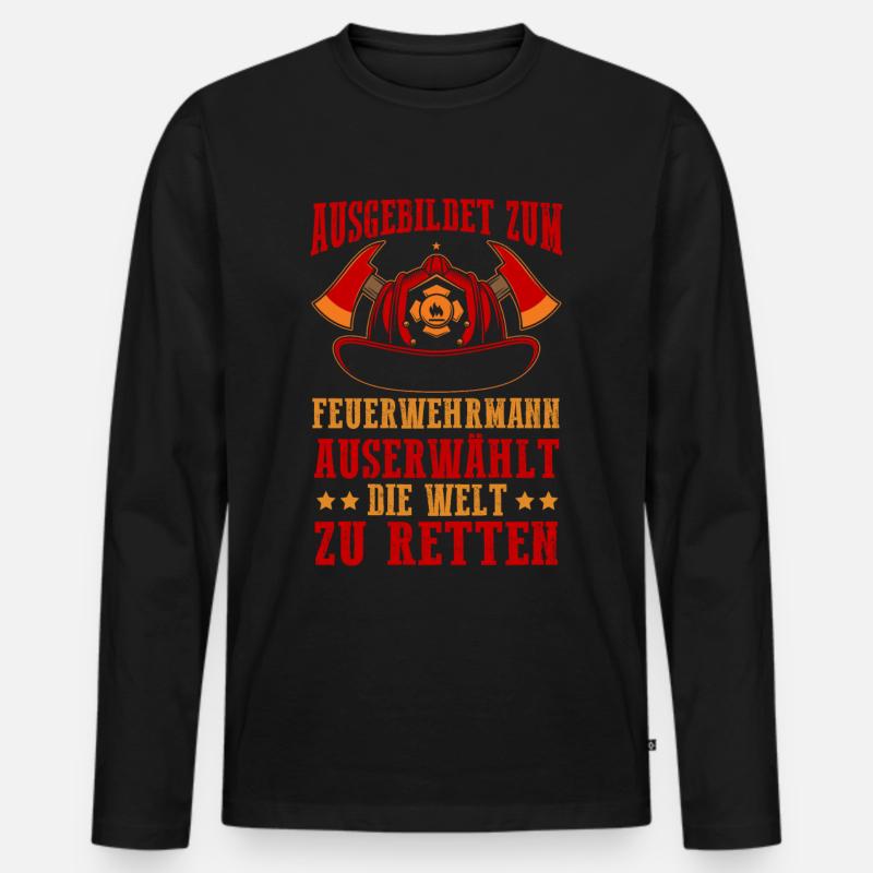 Feuerwehrmann Feuerwehr - Männer Premium Bio Langarmshirt - Schwarz