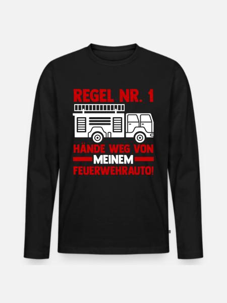 Feuerwehrauto Feuerwehrmann Feuerwehr - Männer Premium Bio Langarmshirt - Schwarz