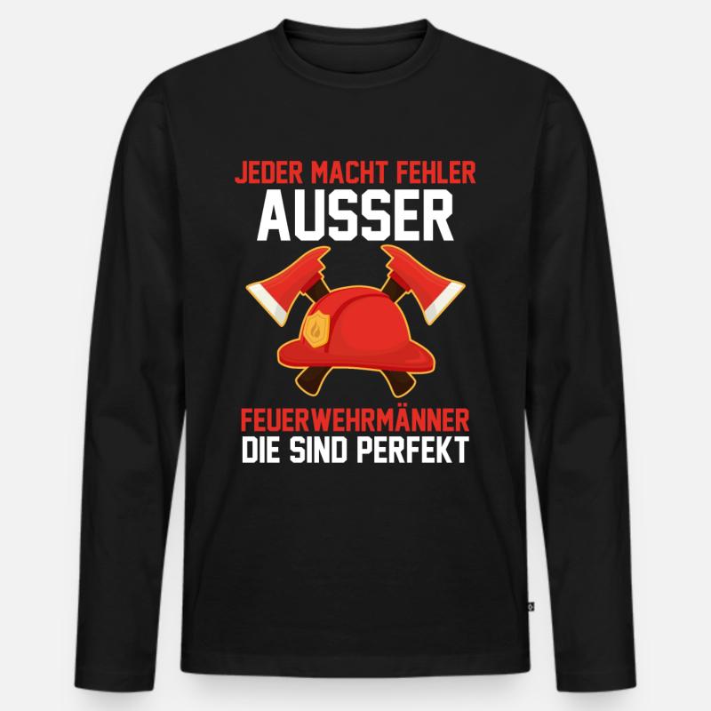 Feuerwehrmann Feuerwehr - Männer Premium Bio Langarmshirt - Schwarz