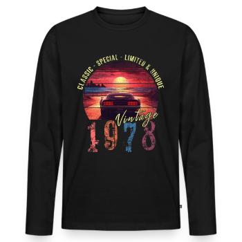 Vintage 1978 Geburtstag Synthwave Geburtsjahr 1978 - Männer Premium Bio Langarmshirt - Schwarz - Vorne - Nico (187cm)