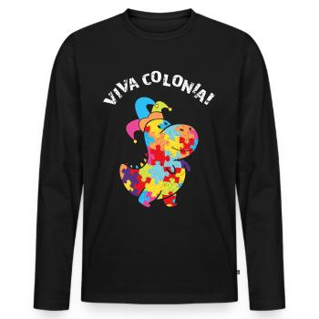 Viva Colonia Cologne Carnival Confetti Dino Kölle - Men's Premium Organic Long Sleeve Shirt - black - Front - Nico (187cm)