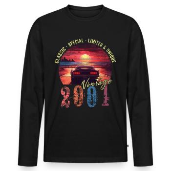 Vintage 2001 Birthday Synthwave Year of birth 2001 - Men's Premium Organic Long Sleeve Shirt - black - Front - Nico (187cm)
