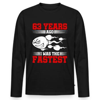 63 years ago I was the fastest - Men's Premium Organic Long Sleeve Shirt - black - Front - Nico (187cm)