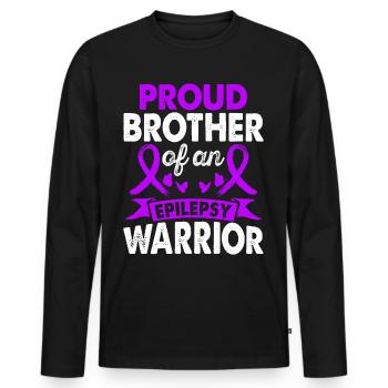 Brother of Epilepsy Warrior Awareness Month - Men's Premium Organic Long Sleeve Shirt - black - Front - Nico (187cm)